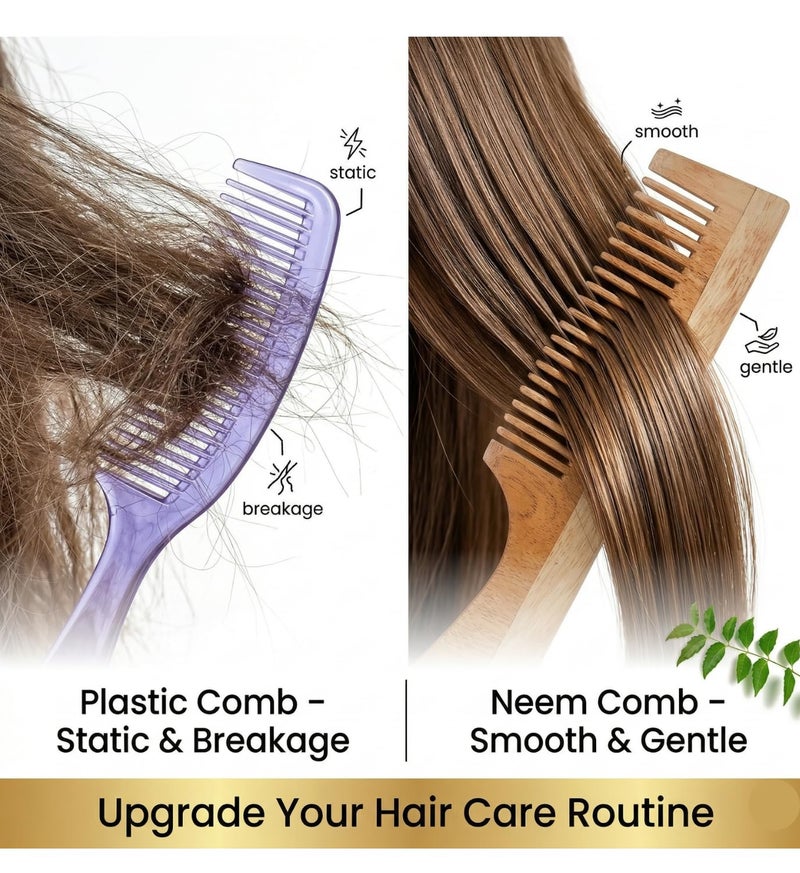 INSIME Neem Wooden Comb Set for Women & Men | Wooden combs combo Hair Comb Set | Kachi neem comb for Women for Hair Growth | Dandruff remover comb Neem Wood Kangi for Hair (Pack of 3) - Image 5