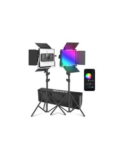 NEEWER Upgraded 660 PRO II RGB LED Video Light with App Control&Stand Kit, 2 Pack Constant 50W No Color Shift/1% Precise Min Dimming/360° RGB/CRI97+/3200K~5600K for Game Streaming YouTube Photography