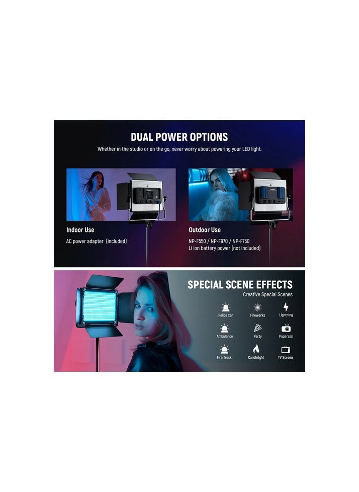 Neewer - NEEWER Upgraded 660 PRO II RGB LED Video Light with App Control&Stand Kit, 2 Pack Constant 50W No Color Shift/1% Precise Min Dimming/360° RGB/CRI97+/3200K~5600K for Game Streaming YouTube Photography - Image 1