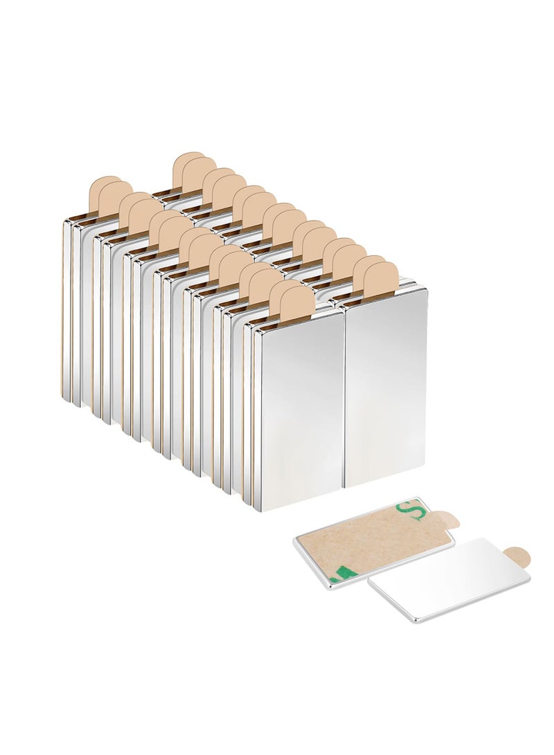 Neodymium Magnets, Self-Adhesive Magnets 20 x 10 x 2 mm, Self-Adhesive Flat Magnetic Plates, Rare Earth Magnets for Whiteboard, Fridge, Photos, Magnetic Strips, Magnetic Board, Crafts (Pack of 30) - Image 1