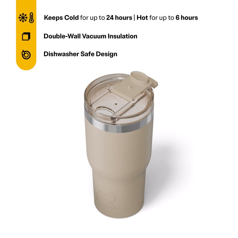 RTIC 20oz Essential Tumbler with Lid, Ceramic Lined, Insulated, Stainless Steel, Metal, Double Wall Vacuum-Insulation, Travel Cup for Iced Coffee, Tea, Hot and Cold Drink, Beach - Image 3