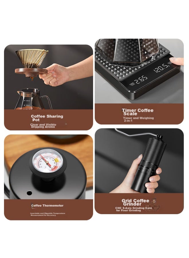 Pakchoice Pour-over Coffee Maker Set, Hand Grinder Coffee Machine, Manual Coffee Grinder Set, Home Use Pour-over Coffee Equipment Gift Box Set - Image 3