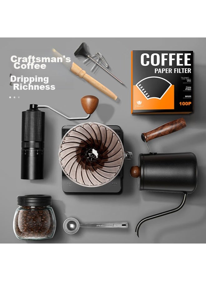 Pakchoice Pour-over Coffee Maker Set, Hand Grinder Coffee Machine, Manual Coffee Grinder Set, Home Use Pour-over Coffee Equipment Gift Box Set - Image 2