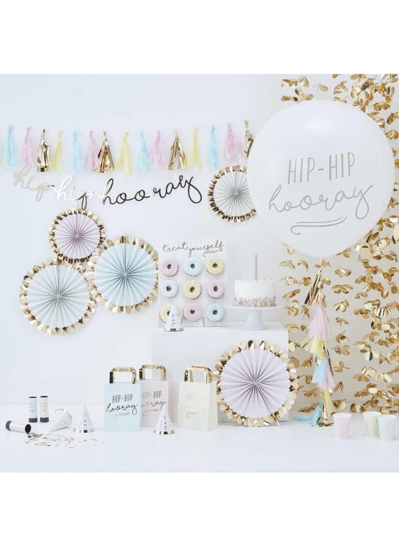 Gold Foiled Treat Yourself Donut Wall Party Display Fits 9 Doughnuts White