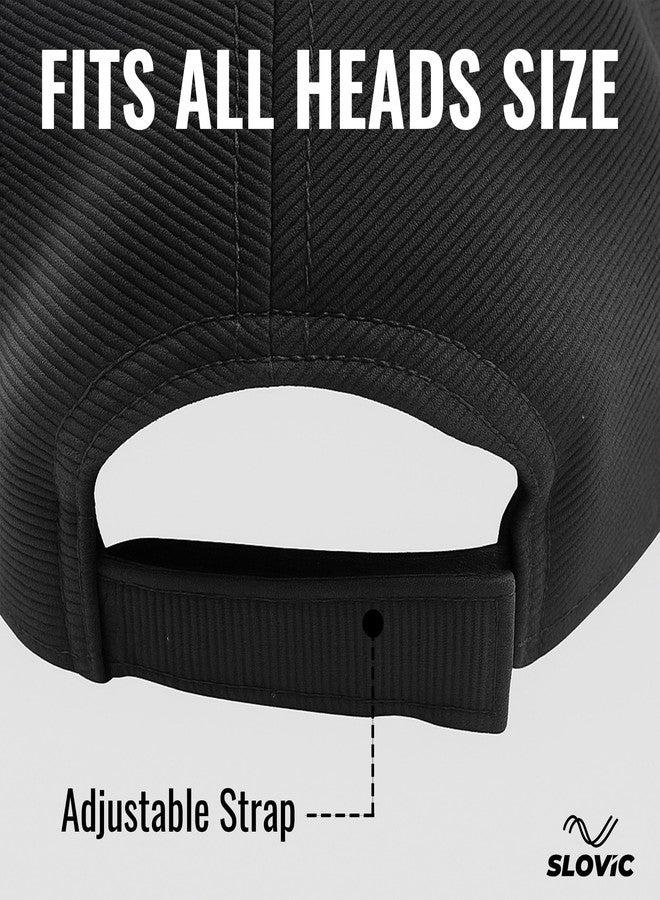 SLOVIC Men Cotton Cap Stylish | Cap with Adjutsable Straps | Summer Caps & All Sports - Cricket, Football | Comfortable Fit Baseball Caps & | Free Size | Black - Image 3
