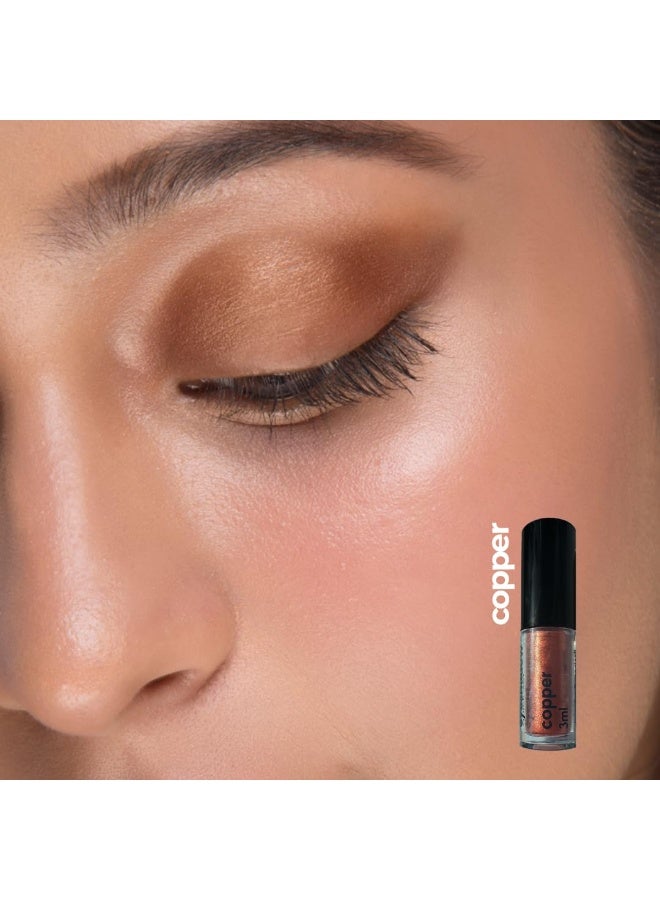 Ruby's Organics Mini Metallic Liquid Eyeshadow for Women- Eye Makeup, Smooth Glide Insta Dry Formula, Smudge proof, Waterproof, Long Lasting and Highly Pigmented, Paraben Free, Vegan - Copper, 3ml - Image 3