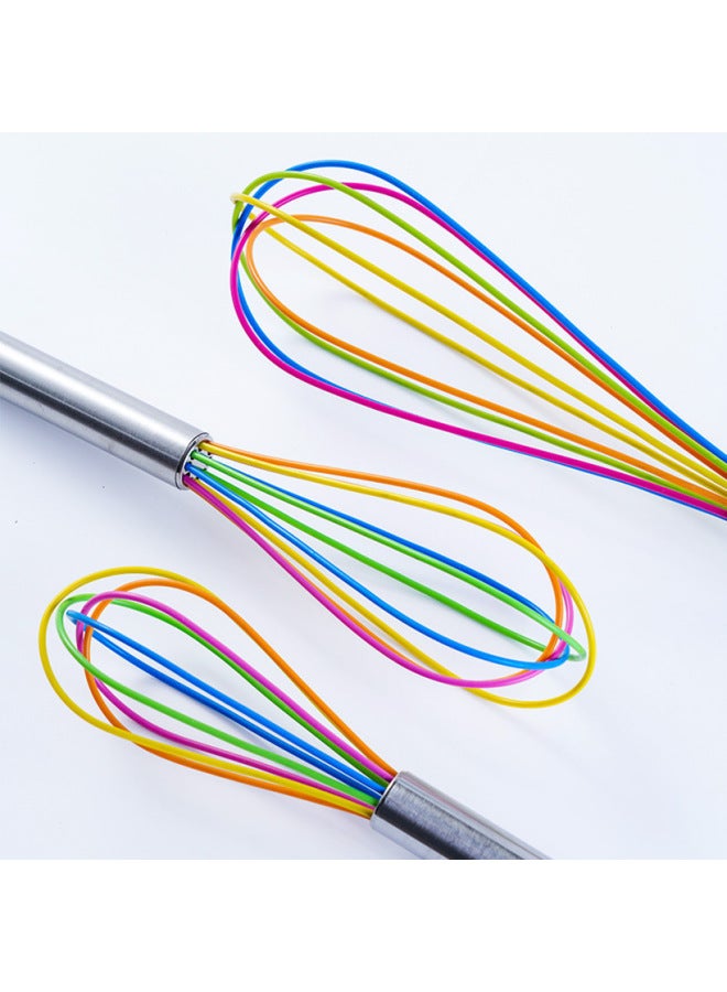 8 Inch 10 Inch 12 Inch Silicone Manual Egg Beater Stainless Steel Handle Egg Mixer Manual Household Egg Beater-Color:12 Inch Color - Image 3