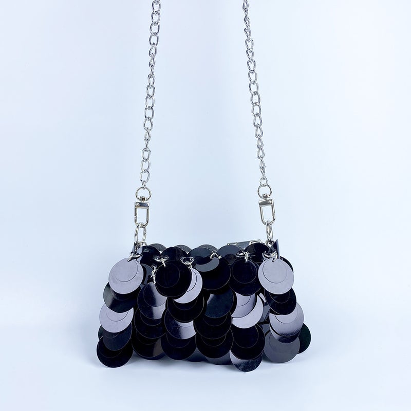 Fashion Popular Niche Design Unique Women'S Dinner Sequined Metal Chain Shoulder Crossbody Dual-Use Bag - Image 1
