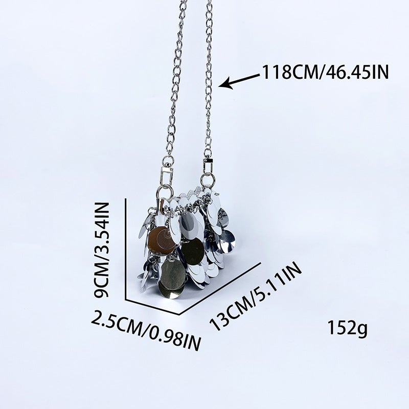 Fashion Popular Niche Design Unique Women'S Dinner Sequined Metal Chain Shoulder Crossbody Dual-Use Bag - Image 3