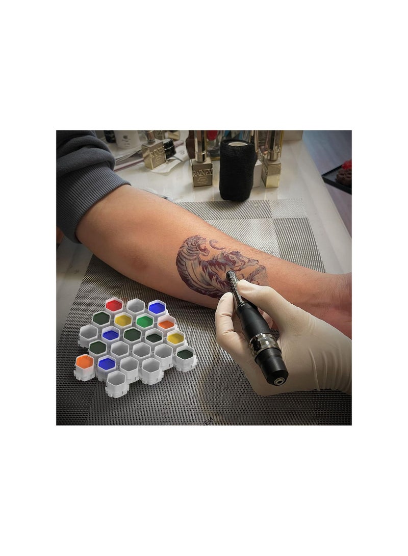 Generic Multicolor 300 pcs honeycomb Tattoo Ink Caps with 2 Cups Holders - Image 3