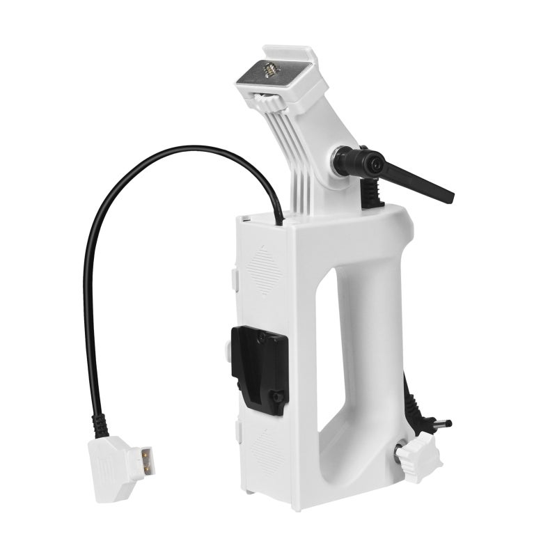 V-Lock Battery Handle: White ABS Ergonomic Comfortable Grip - Secure Light Stand Compatibility Battery Handle for Yongnuo Ynlux200 Video Light Power Supply Base - Image 1