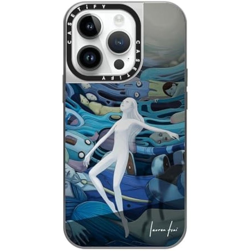 Casetify Mirror Case for iPhone 14 Pro Compatible with Magsafe - Half-Lived - Silver on Silver - Image 1