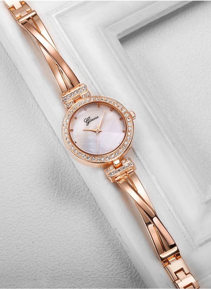 Ginave - Ladies Analog Watch with 3 Bracelets - Rose Gold - Image 1