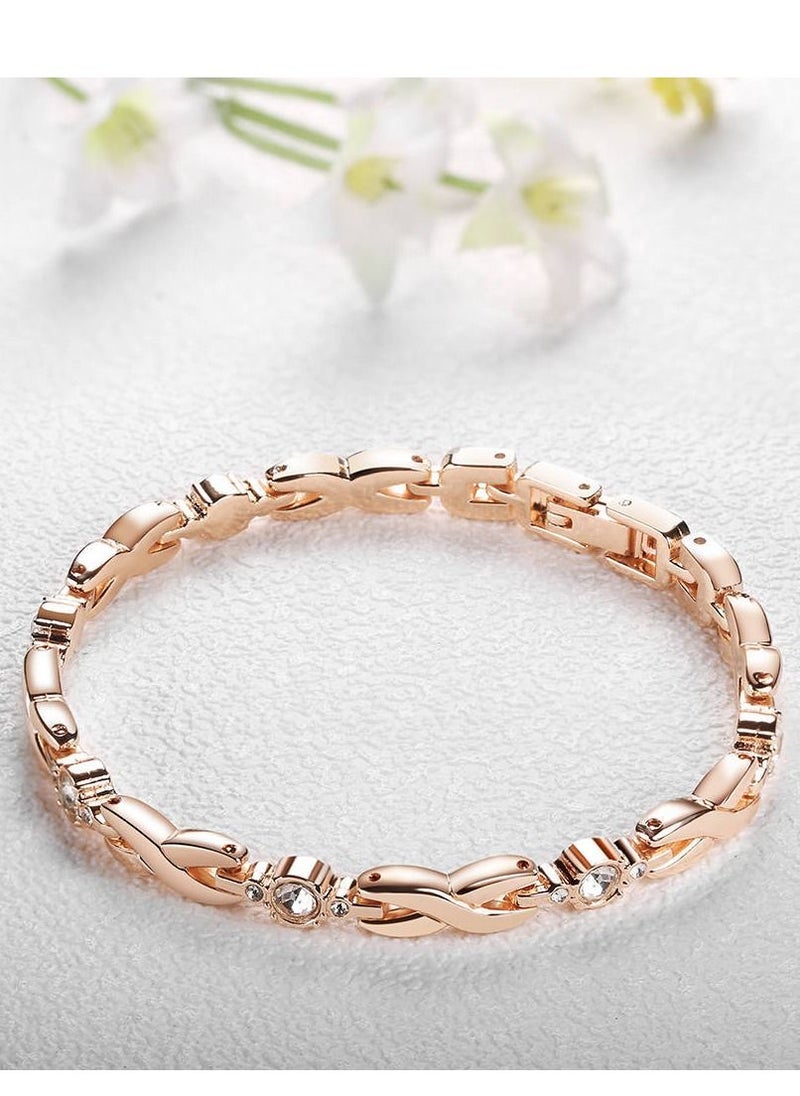 Ginave - Ladies Analog Watch with 3 Bracelets - Rose Gold - Image 1