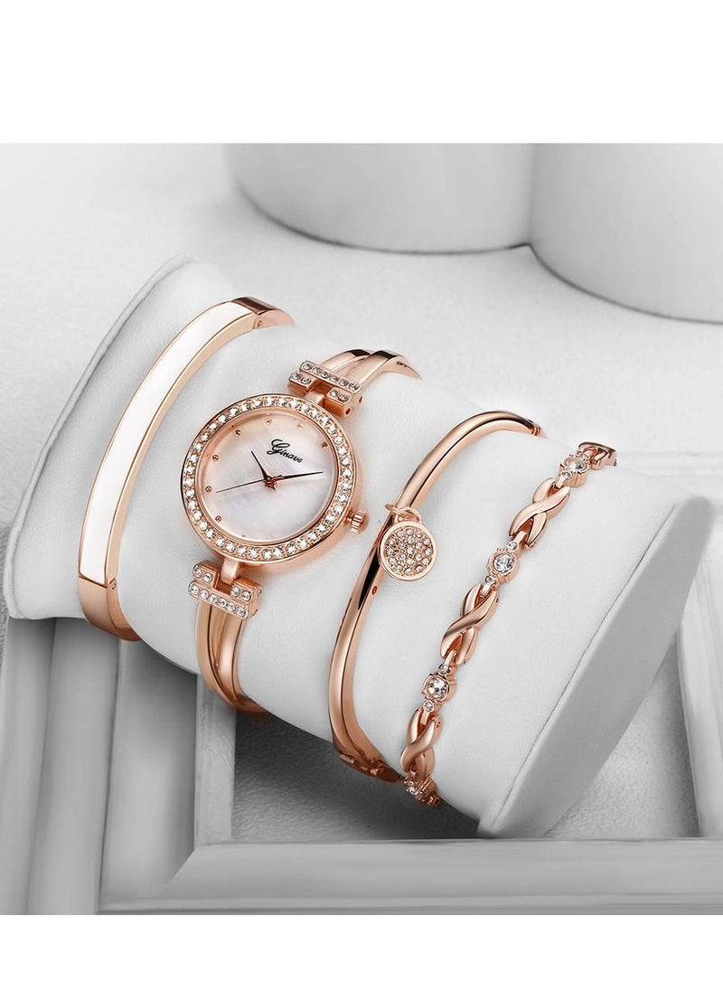 Ginave - Ladies Analog Watch with 3 Bracelets - Rose Gold - Image 1