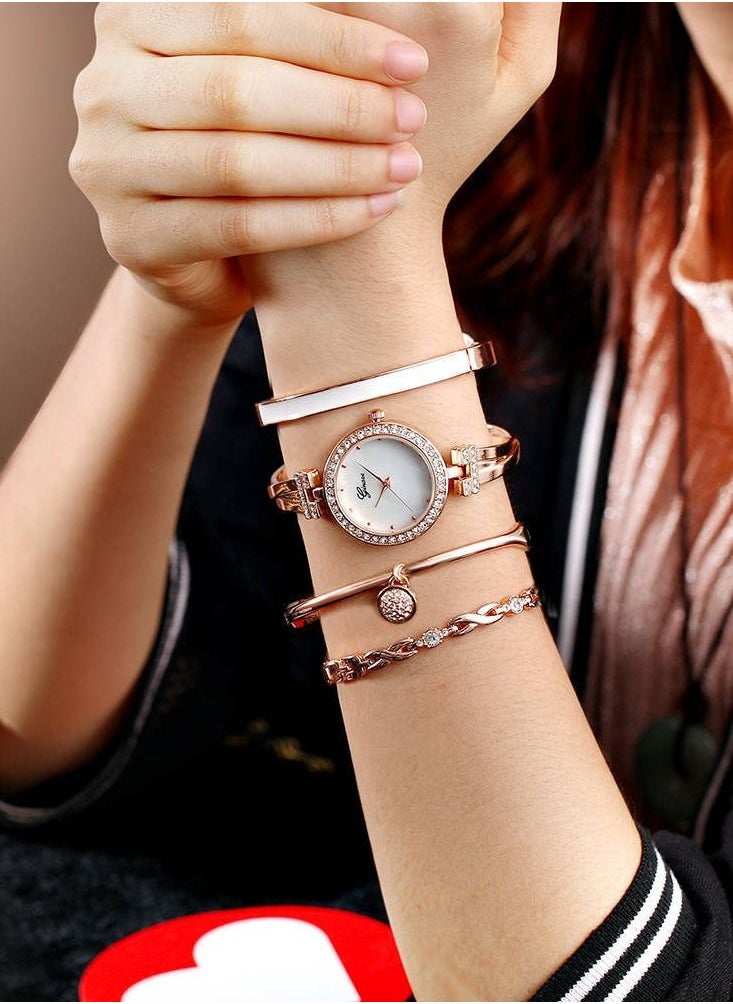 Ginave - Ladies Analog Watch with 3 Bracelets - Rose Gold - Image 1