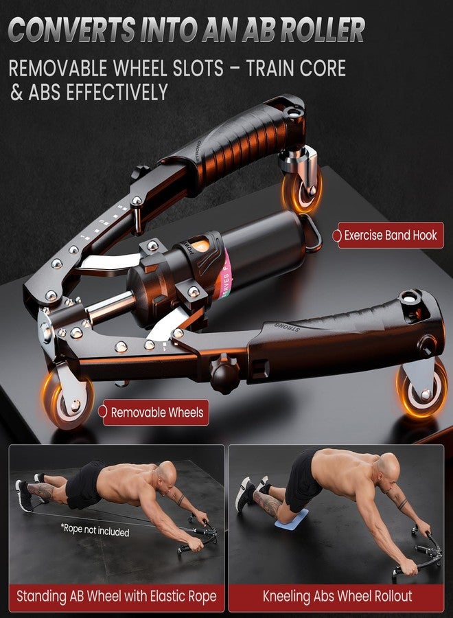 WAKISA Twister Arm Trainer, 3 in 1 Hydraulic Power Chest Workout Equipment with Ab Roller Wheels and Hooks, Adjustable 22-440lbs Arm Trainer for Men Women, Home Gym Equipment for Full Body Strength Training - Image 4