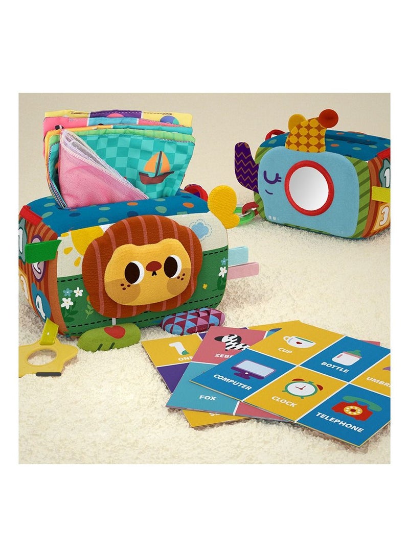 Y&D Baby Tissue Box Toy, Tummy Time High Contrast Soft Crinkle, Montessori Toys, Gift for Babies Toddlers, Stuffed Crinkle Infant Sensory Educational Development STEM Toy  - Image 1