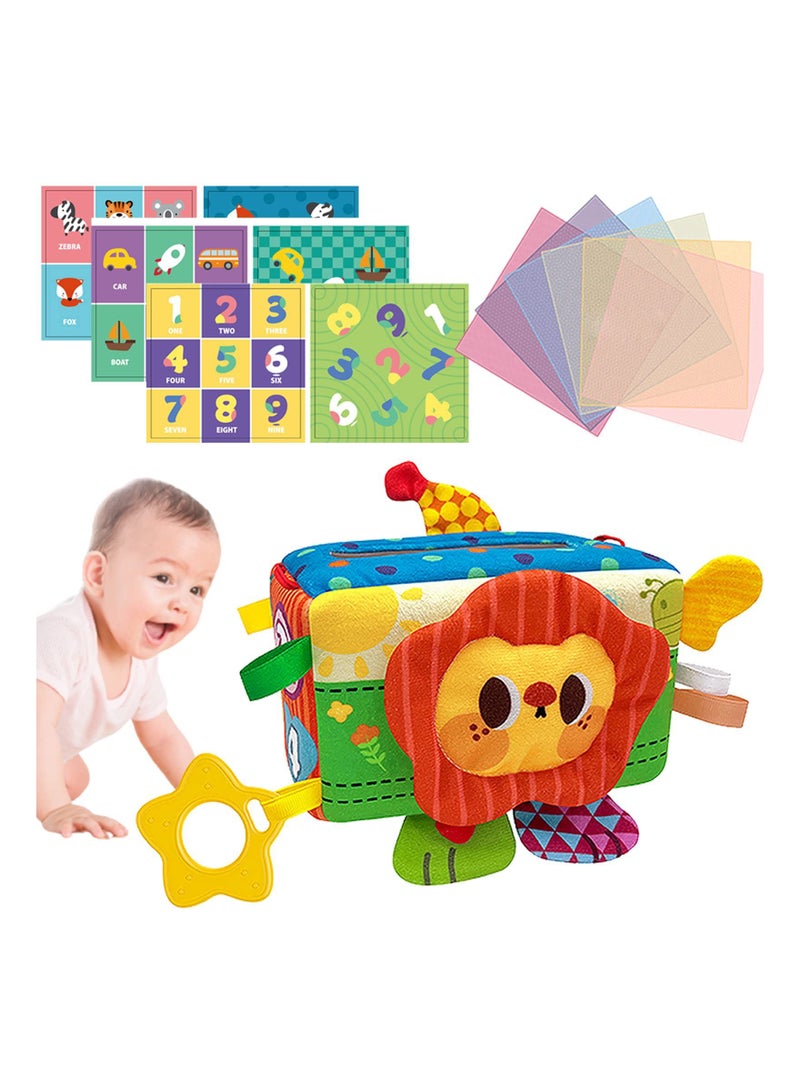 Y&D Baby Tissue Box Toy, Tummy Time High Contrast Soft Crinkle, Montessori Toys, Gift for Babies Toddlers, Stuffed Crinkle Infant Sensory Educational Development STEM Toy  - Image 2