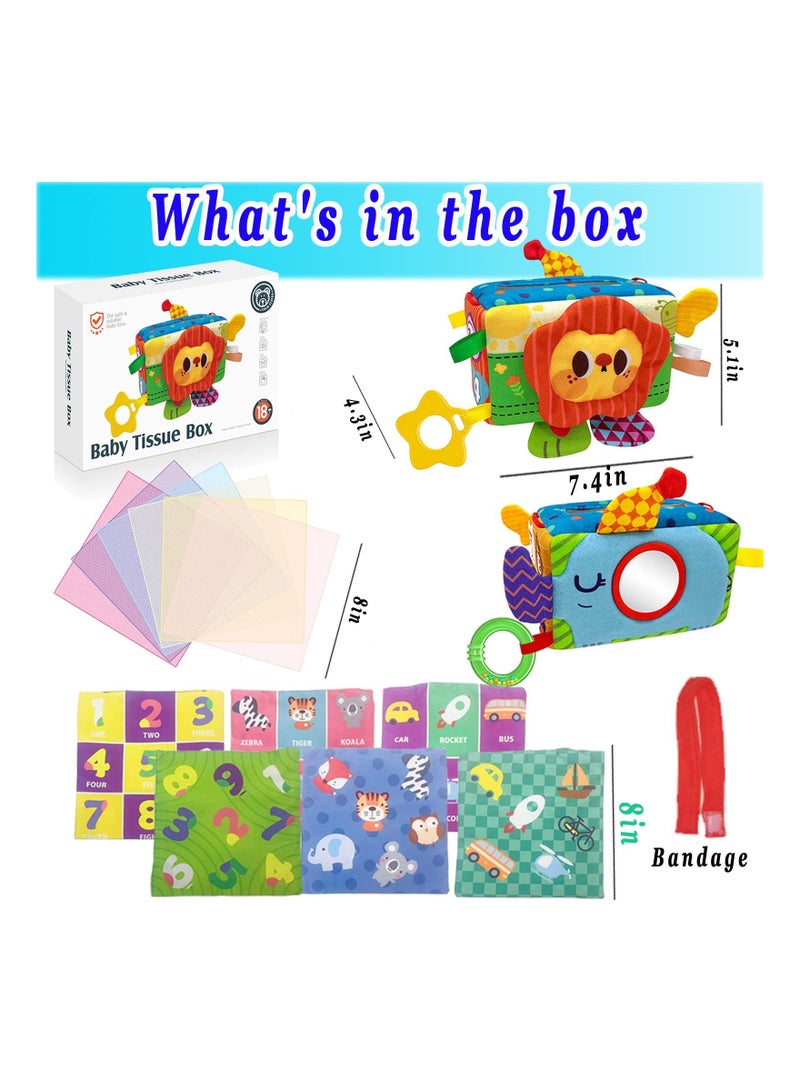 Y&D Baby Tissue Box Toy, Tummy Time High Contrast Soft Crinkle, Montessori Toys, Gift for Babies Toddlers, Stuffed Crinkle Infant Sensory Educational Development STEM Toy  - Image 4
