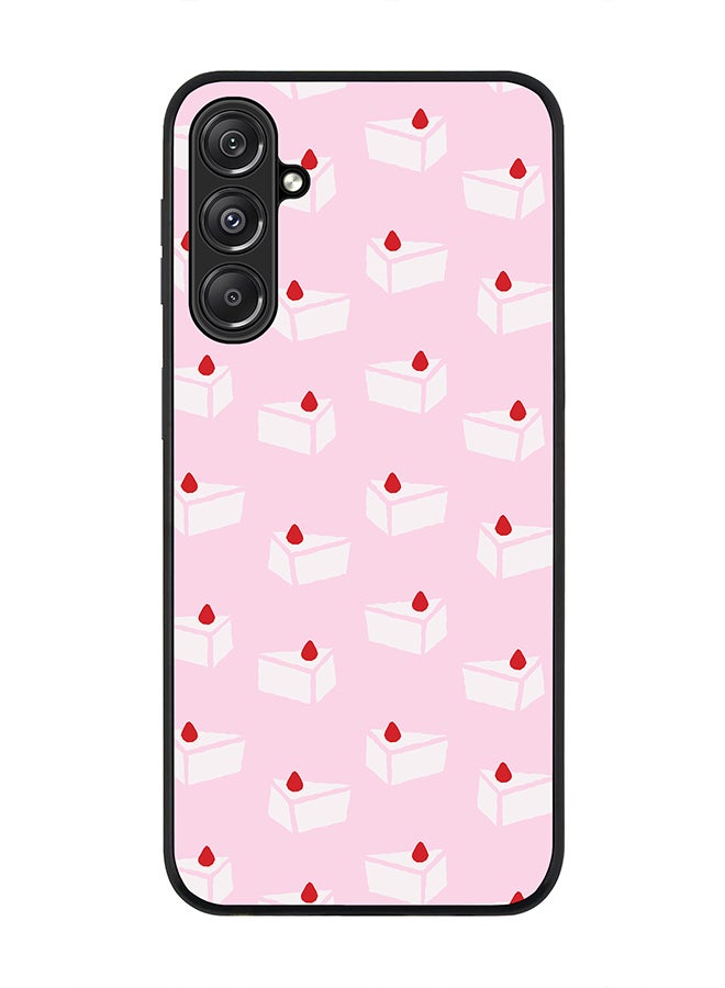 Stylizedd Rugged Black Edge case for Samsung Galaxy M34 5G, Custom Slim fit Flexible Anti Drop Thin Phone Case Cover - Cake Piece - Image 1