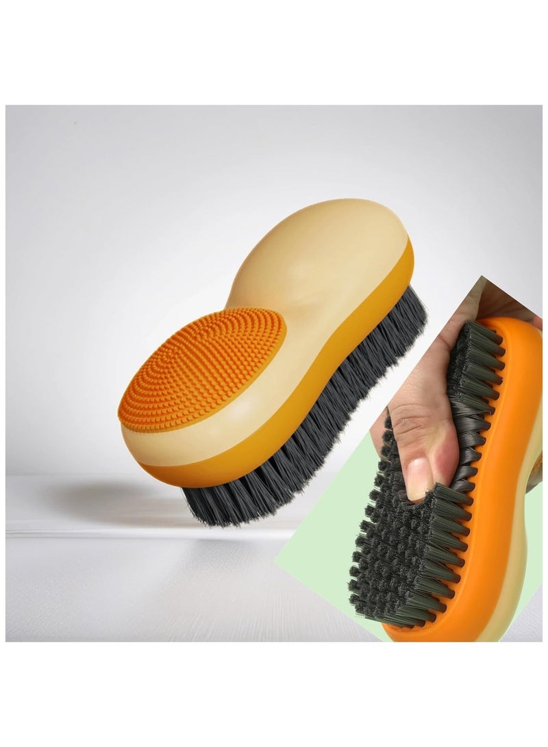 Two-Sided Laundry Stain Remover Brush, Soft for Scrubbing Out Tough Stains on Delicate Fabrics Knits Cotton Leather, Laundry Brush Soft Scrubbing Brush for Clothes Shoes (Yellow)  - Image 1