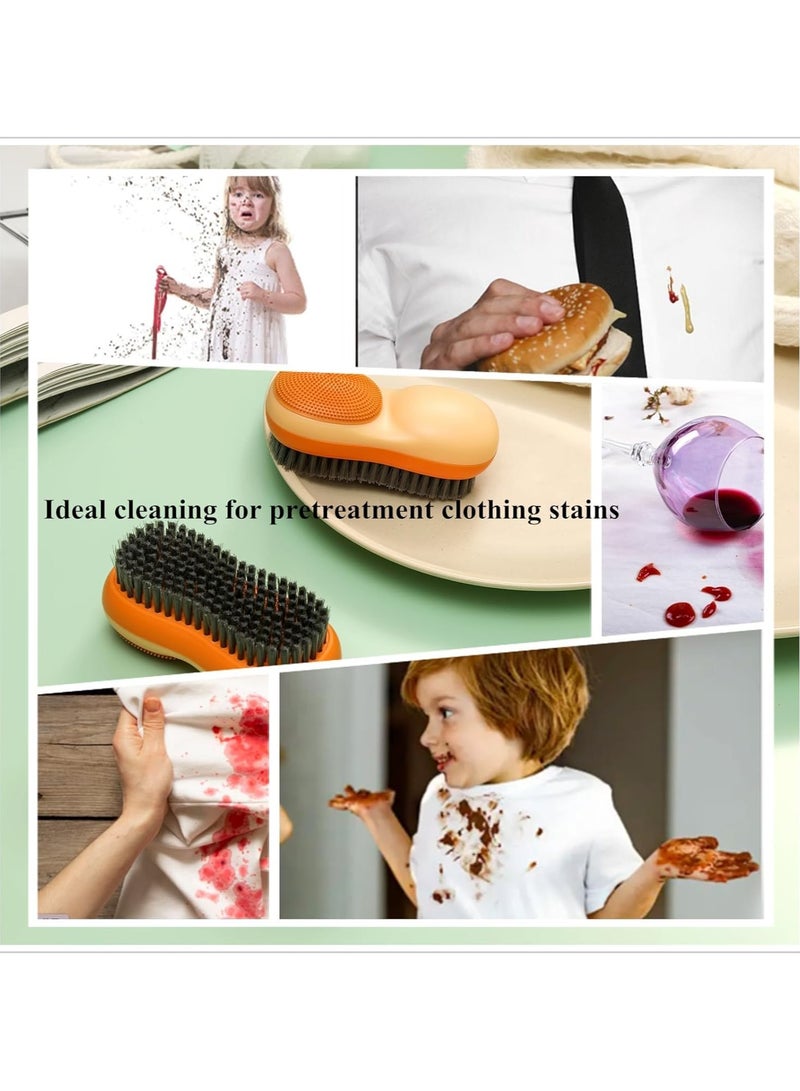 Two-Sided Laundry Stain Remover Brush, Soft for Scrubbing Out Tough Stains on Delicate Fabrics Knits Cotton Leather, Laundry Brush Soft Scrubbing Brush for Clothes Shoes (Yellow)  - Image 5