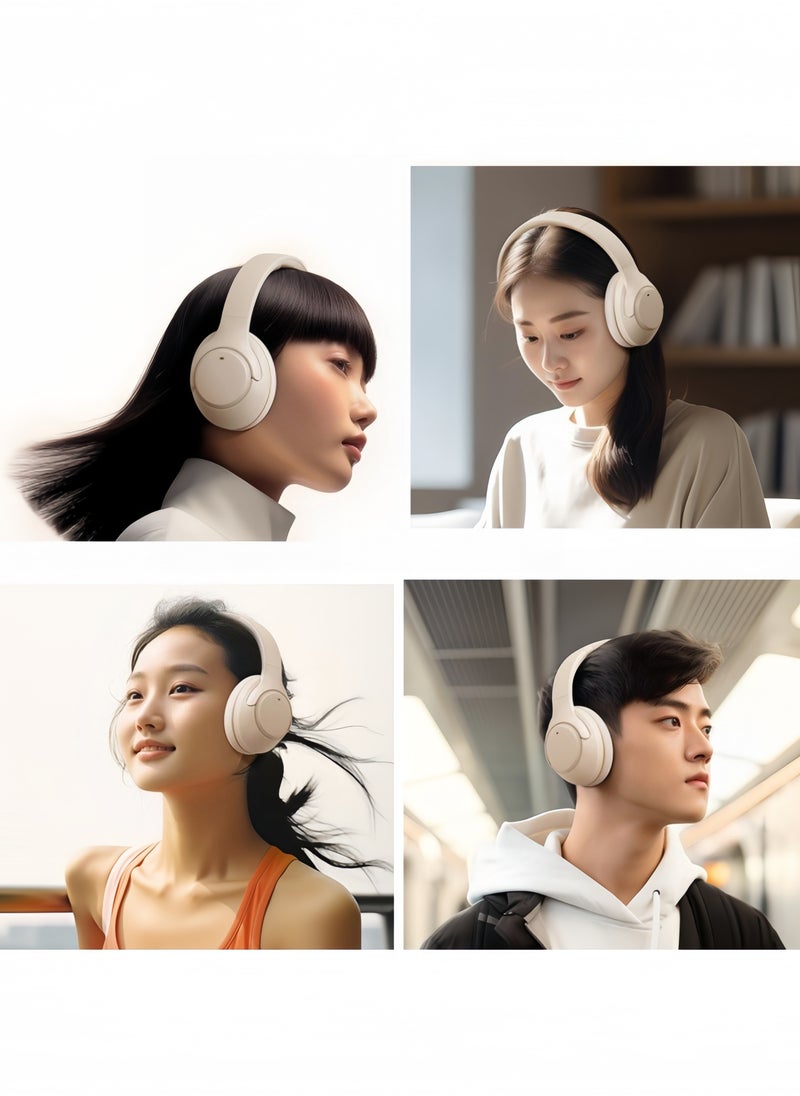 Premium Over-Ear Wireless Headphones ANC 43dB Noise Cancelling Bluetooth 5.3 with Hi-Res Audio 0.025s Ultra-Low Latency & Smart APP Control for Home Office Travel White