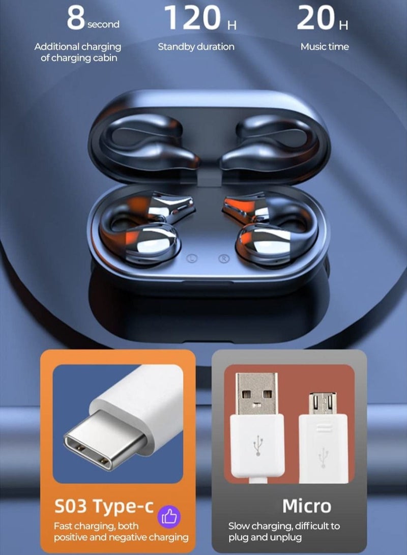 Captaintech Open Ear Earbuds Wireless Bluetooth Earbuds, Sport 32 Hours Playtime with Case, Workout Headphones(Obsidian Black, LED Display) - Image 3