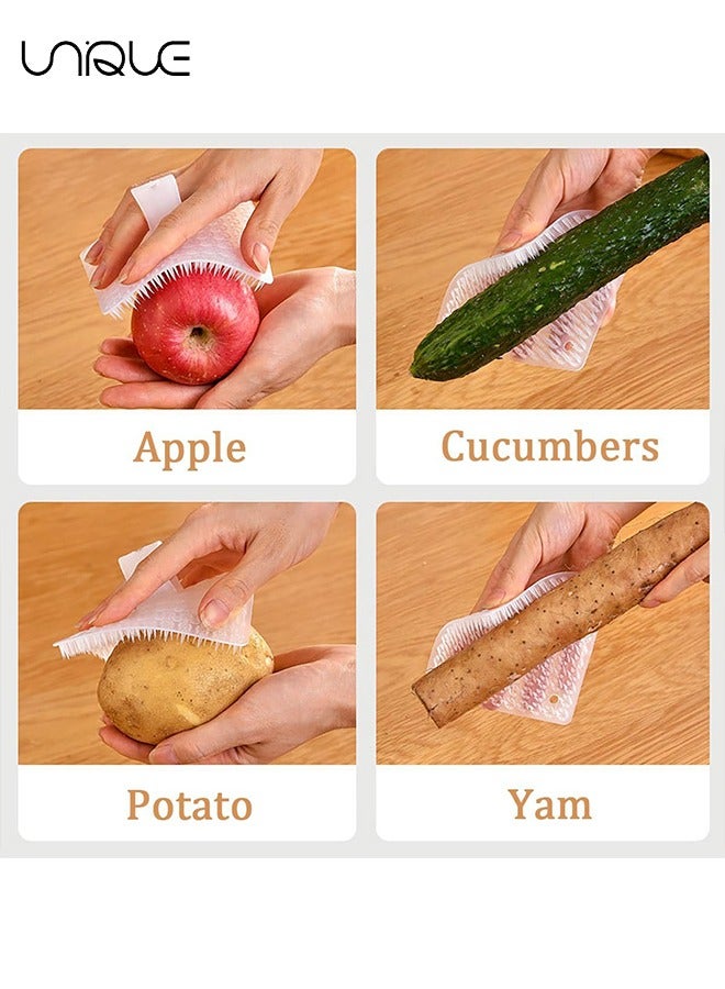 Unique 4 PCS Multifunctional Vegetable Brush, Silicone Fruit and Vegetable Cleaning Brush with Handle, Multi-Functional Kitchen Cleaning Tools Fruit Scrubber - Image 5