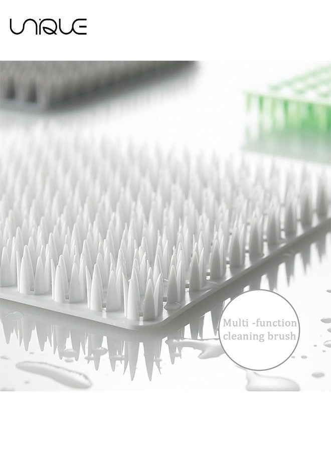 Unique 4 PCS Multifunctional Vegetable Brush, Silicone Fruit and Vegetable Cleaning Brush with Handle, Multi-Functional Kitchen Cleaning Tools Fruit Scrubber - Image 3