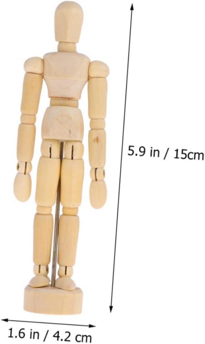 Flexible usage build NUOBESTY 2Pcs Wooden Mannequin Figure Model for Artists 4.5 5.5 Jointed Sketching Dolls for Drawing and Home Office Decoration Safe silicone build - Image 2