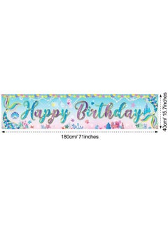 Tatuo Mermaid Banner Mermaid Happy Birthday Banner Under The Sea Girls Princess Party Decorations Background Photo Large Mermaid Glitter Banner For Birthday Party Supplies  - Image 3