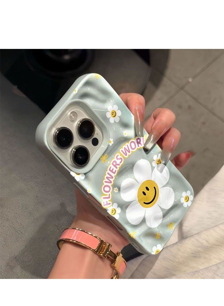 NIBEMINENT Daisy Smiles Protective TPU Case Cover For iPhone 15 Plus, Blue