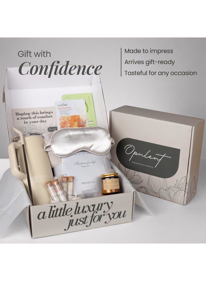 Opulent Care Package for Women - Luxury Self Care Gifts for Women | Includes Cozy Blanket, 40oz Tumbler, Candle, Bath Salts - Unique Birthday Box for Her - Get Well Soon Basket and Hug in a Box - Image 2