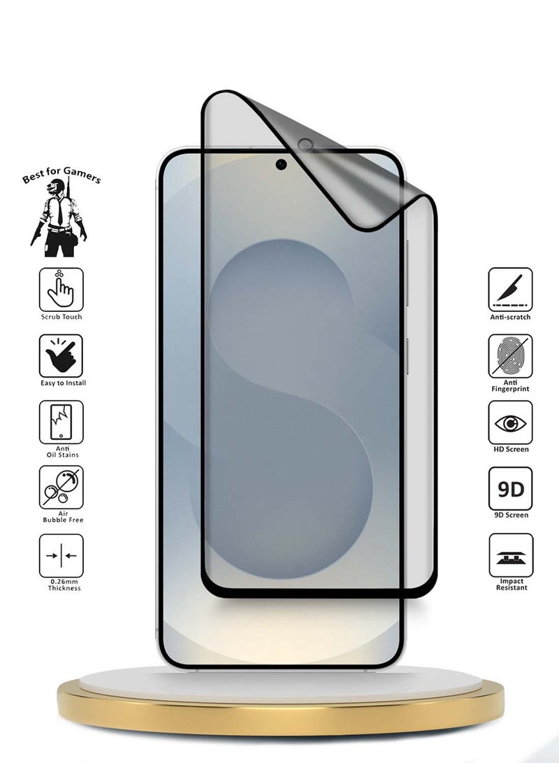 Wtech Samsung Galaxy S25 5G 2025 Premium Edge-Pro Nano Ceramic Full Glue Full Cover Matte Flexible Screen Protector - Clear/Black - Image 2