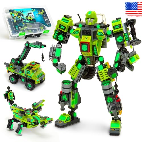 JITTERYGIT Mech Buildable Robot Glow in The Dark STEM Action Figure Toy Set, Cool Space Super Hero Christmas Birthday Gift, Xmas 3 in 1 Present DIY for Boys, Girls, Teen 6 7 8 9 10 Year Olds - Image 1