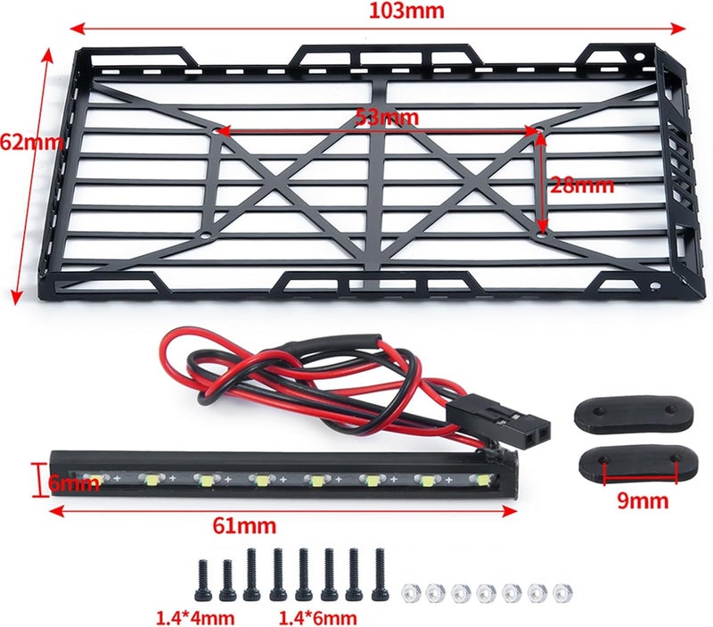 Yurefax Metal Roof Rack Luggage Carrier with Lights for RC Cars - Image 4