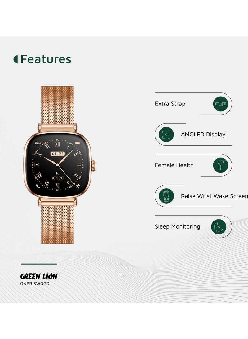 Princess Smart Watch with AMOLED Display and Extra Strap / Customizable Dials / Always-on display / Music Control / Raise Wrist Wake Screen / Volume Control / Remote Camera / Sleep Monitoring / GL-SWA38 - Gold