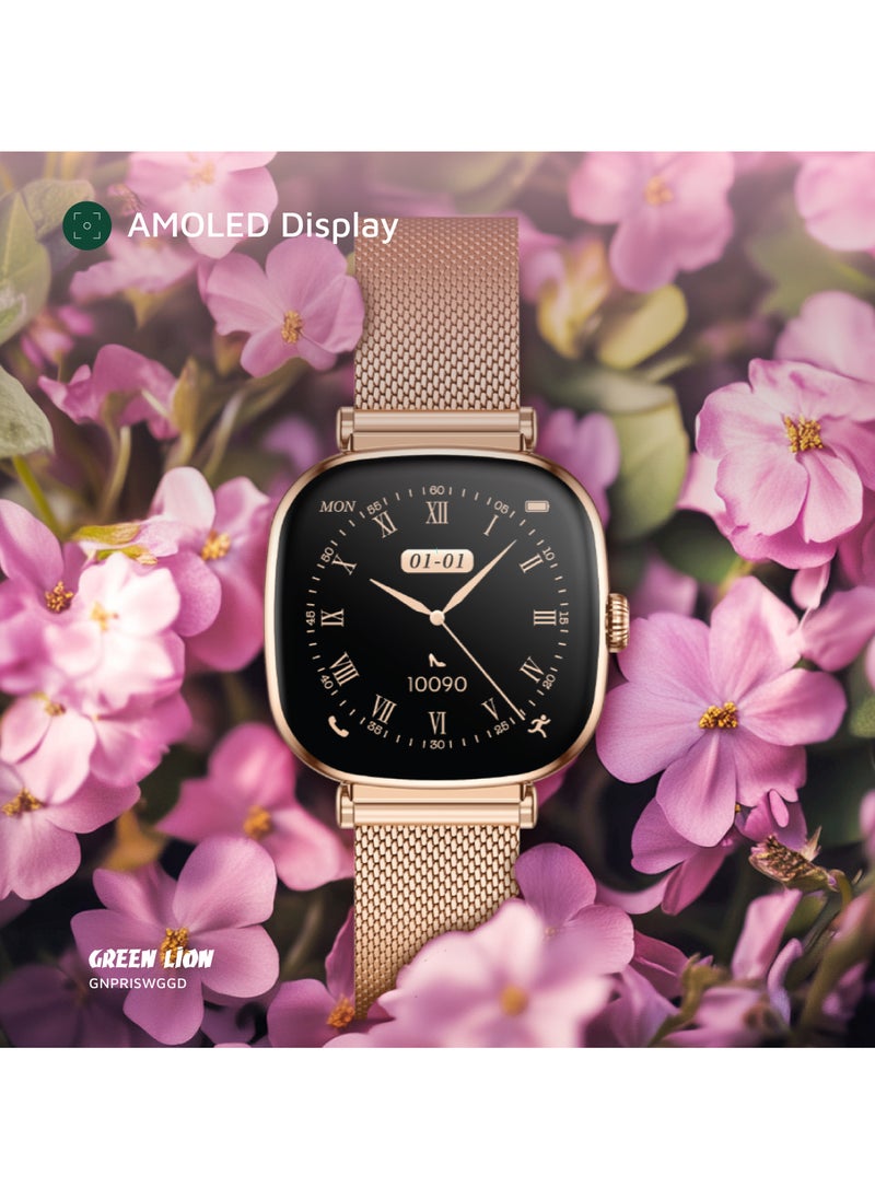 Princess Smart Watch with AMOLED Display and Extra Strap / Customizable Dials / Always-on display / Music Control / Raise Wrist Wake Screen / Volume Control / Remote Camera / Sleep Monitoring / GL-SWA38 - Gold