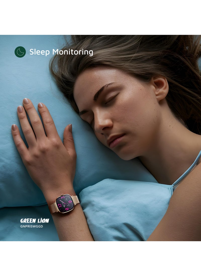 Princess Smart Watch with AMOLED Display and Extra Strap / Customizable Dials / Always-on display / Music Control / Raise Wrist Wake Screen / Volume Control / Remote Camera / Sleep Monitoring / GL-SWA38 - Gold