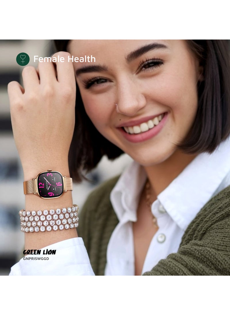 Princess Smart Watch with AMOLED Display and Extra Strap / Customizable Dials / Always-on display / Music Control / Raise Wrist Wake Screen / Volume Control / Remote Camera / Sleep Monitoring / GL-SWA38 - Gold