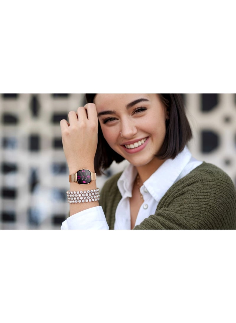 GREEN LION Princess Smart Watch with AMOLED Display and Extra Strap / Customizable Dials / Always-on display / Music Control / Raise Wrist Wake Screen / Volume Control / Remote Camera / Sleep Monitoring / GL-SWA38 - Gold  - Image 5