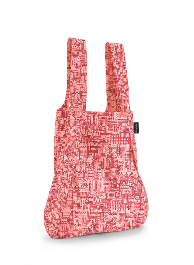 notabag Hello World Bag | Multi-functional Bag, Turns into BackPack, Spacious, Fashionable, Foldable into Pouch, Washable, Eco-Friendly, Holds up to 15kg, for Daily Use, Shopping Bag - Rose/Red