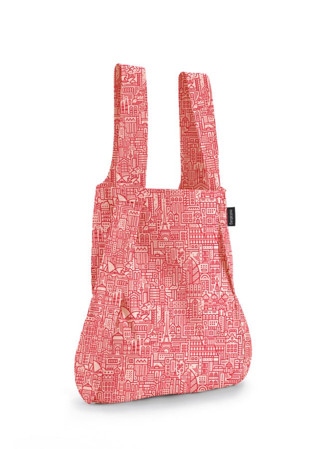 notabag Hello World Bag | Multi-functional Bag, Turns into BackPack, Spacious, Fashionable, Foldable into Pouch, Washable, Eco-Friendly, Holds up to 15kg, for Daily Use, Shopping Bag - Rose/Red  - Image 1