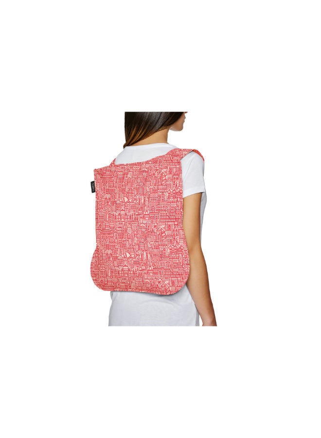 notabag Hello World Bag | Multi-functional Bag, Turns into BackPack, Spacious, Fashionable, Foldable into Pouch, Washable, Eco-Friendly, Holds up to 15kg, for Daily Use, Shopping Bag - Rose/Red  - Image 4