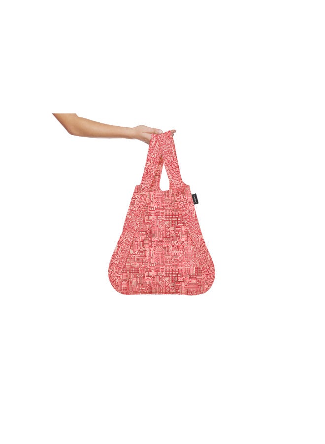 notabag Hello World Bag | Multi-functional Bag, Turns into BackPack, Spacious, Fashionable, Foldable into Pouch, Washable, Eco-Friendly, Holds up to 15kg, for Daily Use, Shopping Bag - Rose/Red  - Image 3