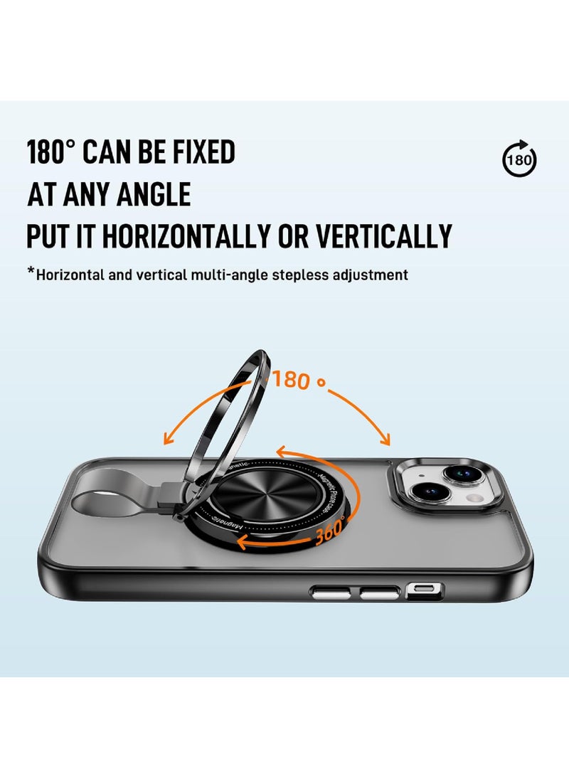 روك بو حافظة حلقية مغناطيسية لهاتف iPhone 15 [متوافقة مع شحن MagSafe] حامل بمقبض قابل للدوران 360 درجة بمسند نحيف ومقاوم للانزلاق ومقاوم للصدمات لهاتف iPhone 15 6.1 بوصة - Image 3