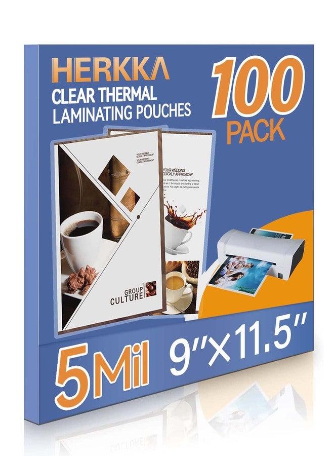 HERKKA 100 Pack Laminating Sheets, Holds 8.5 x 11 Inch Sheets, 5Mil Clear Thermal Laminating Pouches 9 x 11.5 Inch Lamination Sheet Paper for Laminator, Round Corner Letter Size - Image 1