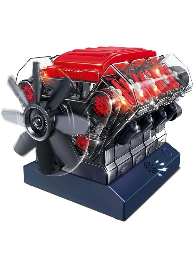 Playz V8 Combustion Engine Model Kit That Runs - Build Your Own STEM Mini V8 Model Engine Kit for Adults & Kids Age 12+, Visible V8 Mini Engine Kit That Works for Adult w/ 270 STEM Parts - Image 1